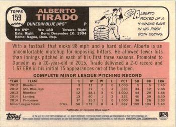 2015 Topps Heritage Minor League #159 Alberto Tirado Back