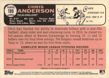 2015 Topps Heritage Minor League #189 Chris Anderson Back