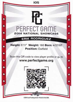 2014 Leaf Perfect Game #105 Erik Rodriguez Back