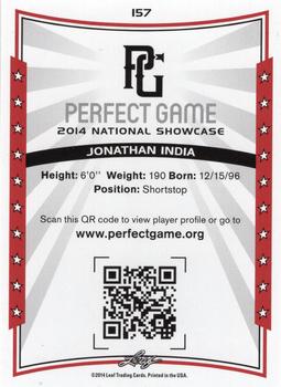 2014 Leaf Perfect Game #157 Jonathan India Back