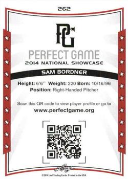 2014 Leaf Perfect Game #262 Sam Bordner Back