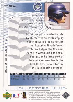2002 Upper Deck Collectors Club #MLB6 Ichiro Back