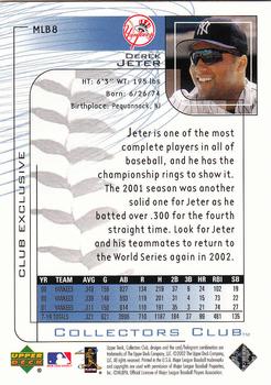 2002 Upper Deck Collectors Club #MLB8 Derek Jeter Back