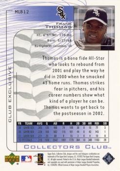 2002 Upper Deck Collectors Club #MLB12 Frank Thomas Back