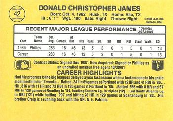 1987 Donruss #42 Chris James Back