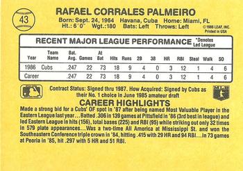 1987 Donruss #43 Rafael Palmeiro Back