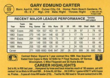 1987 Donruss #69 Gary Carter Back