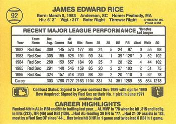 1987 Donruss #92 Jim Rice Back