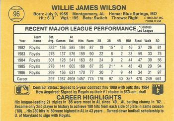 1987 Donruss #96 Willie Wilson Back