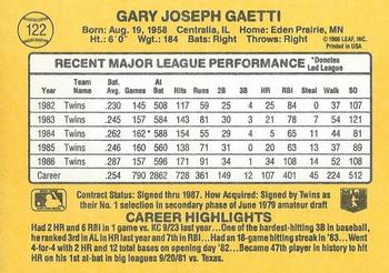 1987 Donruss #122 Gary Gaetti Back