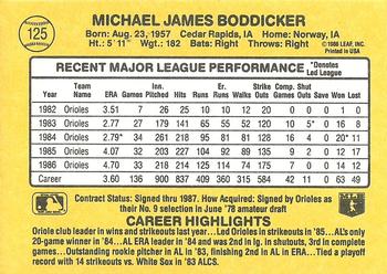 1987 Donruss #125 Mike Boddicker Back