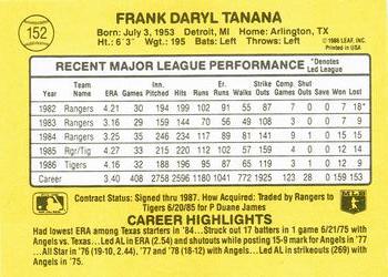 1987 Donruss #152 Frank Tanana Back