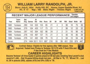 1987 Donruss #154 Willie Randolph Back