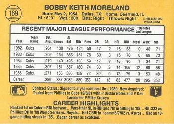 1987 Donruss #169 Keith Moreland Back