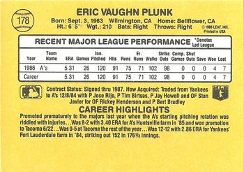 1987 Donruss #178 Eric Plunk Back