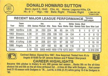 1987 Donruss #181 Don Sutton Back