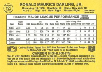 1987 Donruss #192 Ron Darling Back
