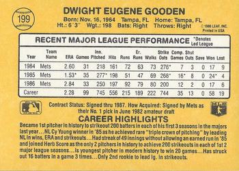 1987 Donruss #199 Dwight Gooden Back