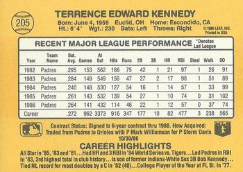 1987 Donruss #205 Terry Kennedy Back