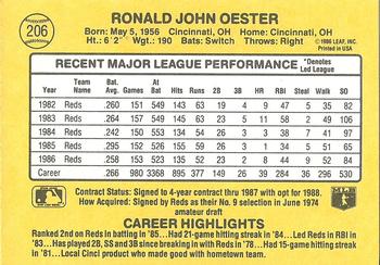 1987 Donruss #206 Ron Oester Back