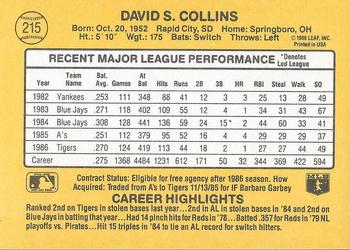 1987 Donruss #215 Dave Collins Back