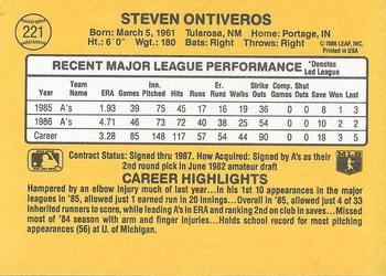 1987 Donruss #221 Steve Ontiveros Back