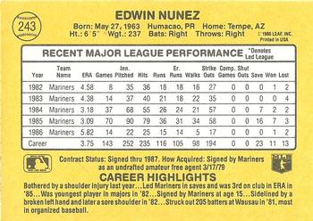 1987 Donruss #243 Ed Nunez Back