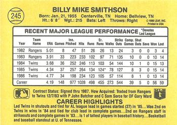1987 Donruss #245 Mike Smithson Back