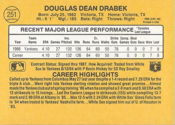 1987 Donruss #251 Doug Drabek Back