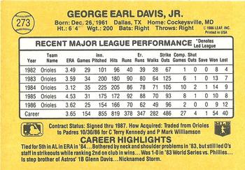 1987 Donruss #273 Storm Davis Back