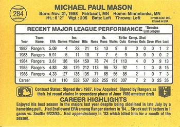 1987 Donruss #284 Mike Mason Back