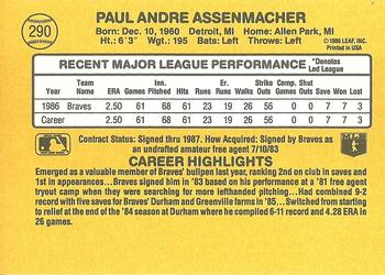 1987 Donruss #290 Paul Assenmacher Back