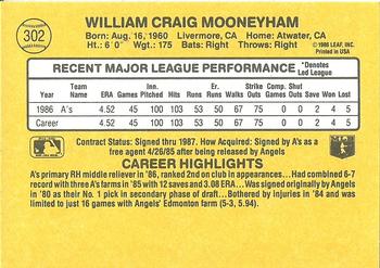 1987 Donruss #302 Bill Mooneyham Back