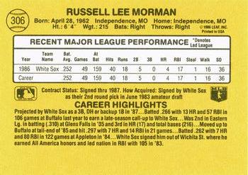1987 Donruss #306 Russ Morman Back