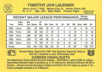 1987 Donruss #320 Tim Laudner Back