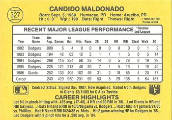 1987 Donruss #327 Candy Maldonado Back
