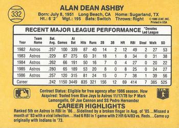 1987 Donruss #332 Alan Ashby Back