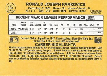 1987 Donruss #334 Ron Karkovice Back