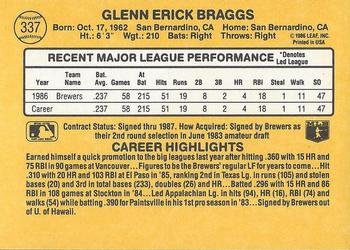 1987 Donruss #337 Glenn Braggs Back