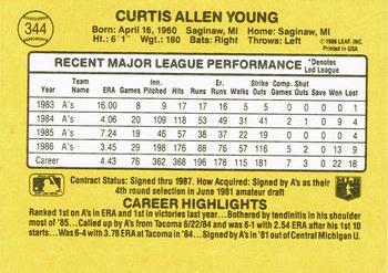 1987 Donruss #344 Curt Young Back