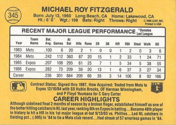 1987 Donruss #345 Mike Fitzgerald Back