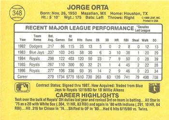 1987 Donruss #348 Jorge Orta Back