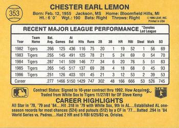1987 Donruss #353 Chet Lemon Back