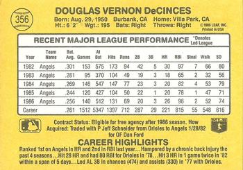 1987 Donruss #356 Doug DeCinces Back