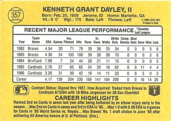 1987 Donruss #357 Ken Dayley Back