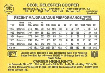 1987 Donruss #363 Cecil Cooper Back