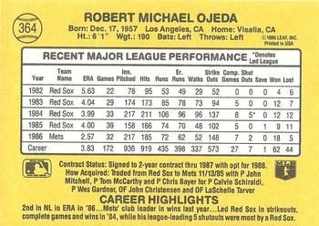 1987 Donruss #364 Bob Ojeda Back