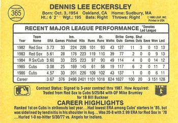 1987 Donruss #365 Dennis Eckersley Back