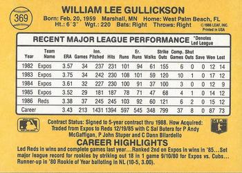 1987 Donruss #369 Bill Gullickson Back