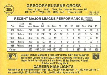 1987 Donruss #385 Greg Gross Back